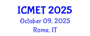 International Conference on Mathematics Education and Teachers (ICMET) October 09, 2025 - Rome, Italy