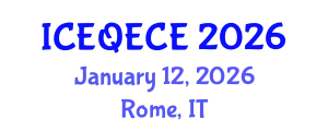 International Conference on Educational Quality and Early Childhood Education (ICEQECE) January 12, 2026 - Rome, Italy