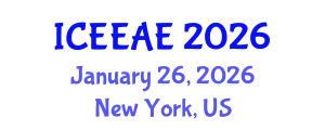 International Conference on Energy Efficiency and Alternative Energy (ICEEAE) January 26, 2026 - New York, United States