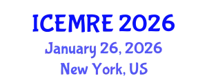 International Conference on Energy Management and Renewable Energy (ICEMRE) January 26, 2026 - New York, United States