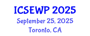 International Conference on Soil Erosion and Water Pollution (ICSEWP) September 25, 2025 - Toronto, Canada