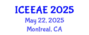 International Conference on Electrochemical Engineering and Applied Electrochemistry (ICEEAE) May 22, 2025 - Montreal, Canada