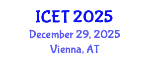 International Conference on Electrochemistry and Technology (ICET) December 29, 2025 - Vienna, Austria