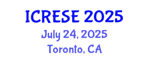 International Conference on Renewable Energy and Sustainable Environment (ICRESE) July 24, 2025 - Toronto, Canada