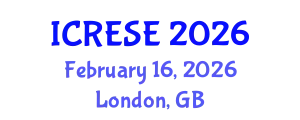 International Conference on Renewable Energy and Sustainable Environment (ICRESE) February 16, 2026 - London, United Kingdom