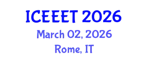 International Conference on Environment, Energy, Engineering and Technology (ICEEET) March 02, 2026 - Rome, Italy