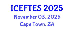 International Conference on Eco-Friendly Technologies and Environmental Sustainability (ICEFTES) November 03, 2025 - Cape Town, South Africa