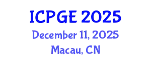 International Conference on Petroleum Geochemistry and Exploration (ICPGE) December 11, 2025 - Macau, China