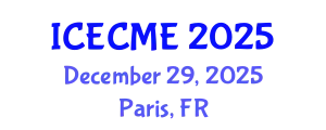 International Conference on Engineering Chemistry and Materials Engineering (ICECME) December 29, 2025 - Paris, France