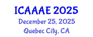 International Conference on Aeronautical and Aerospace Engineering (ICAAAE) December 25, 2025 - Quebec City, Canada