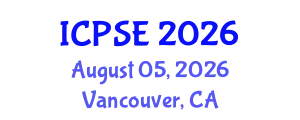 International Conference on Power Systems Engineering (ICPSE) August 05, 2026 - Vancouver, Canada