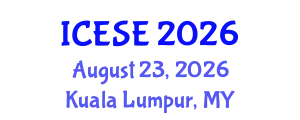 International Conference on Environmental Science and Engineering (ICESE) August 23, 2026 - Kuala Lumpur, Malaysia