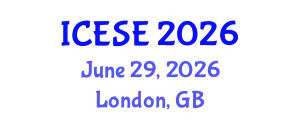 International Conference on Environmental Science and Engineering (ICESE) June 29, 2026 - London, United Kingdom