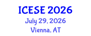International Conference on Environmental Science and Engineering (ICESE) July 29, 2026 - Vienna, Austria