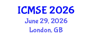 International Conference on Marine Science and Engineering (ICMSE) June 29, 2026 - London, United Kingdom