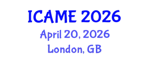 International Conference on Aeronautical and Mechanical Engineering (ICAME) April 20, 2026 - London, United Kingdom