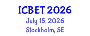 International Conference on Biomedical Engineering and Technology (ICBET) July 15, 2026 - Stockholm, Sweden