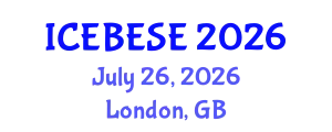 International Conference on Environmental, Biological, Ecological Sciences and Engineering (ICEBESE) July 26, 2026 - London, United Kingdom