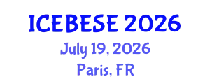 International Conference on Environmental, Biological, Ecological Sciences and Engineering (ICEBESE) July 19, 2026 - Paris, France