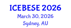 International Conference on Environmental, Biological, Ecological Sciences and Engineering (ICEBESE) March 30, 2026 - Sydney, Australia