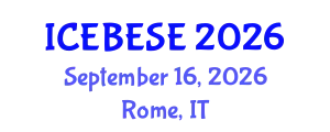 International Conference on Environmental, Biological, Ecological Sciences and Engineering (ICEBESE) September 16, 2026 - Rome, Italy