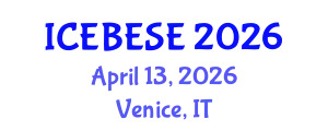 International Conference on Environmental, Biological, Ecological Sciences and Engineering (ICEBESE) April 13, 2026 - Venice, Italy