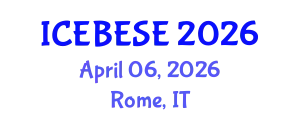International Conference on Environmental, Biological, Ecological Sciences and Engineering (ICEBESE) April 06, 2026 - Rome, Italy