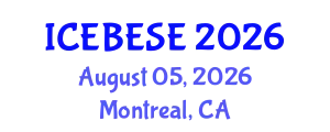 International Conference on Environmental, Biological, Ecological Sciences and Engineering (ICEBESE) August 05, 2026 - Montreal, Canada