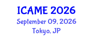 International Conference on Automotive and Mechanical Engineering (ICAME) September 09, 2026 - Tokyo, Japan