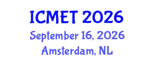 International Conference on Manufacturing Engineering and Technology (ICMET) September 16, 2026 - Amsterdam, Netherlands