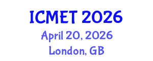 International Conference on Manufacturing Engineering and Technology (ICMET) April 20, 2026 - London, United Kingdom