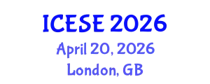 International Conference on Environmental Sciences and Engineering (ICESE) April 20, 2026 - London, United Kingdom