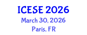 International Conference on Environmental Sciences and Engineering (ICESE) March 30, 2026 - Paris, France