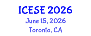 International Conference on Environmental Sciences and Engineering (ICESE) June 15, 2026 - Toronto, Canada