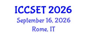International Conference on Computer Science, Engineering and Technology (ICCSET) September 16, 2026 - Rome, Italy