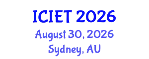 International Conference on Industrial Engineering and Technology (ICIET) August 30, 2026 - Sydney, Australia