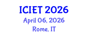 International Conference on Industrial Engineering and Technology (ICIET) April 06, 2026 - Rome, Italy