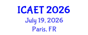 International Conference on Aviation Engineering and Technology (ICAET) July 19, 2026 - Paris, France