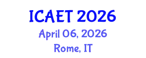 International Conference on Aviation Engineering and Technology (ICAET) April 06, 2026 - Rome, Italy