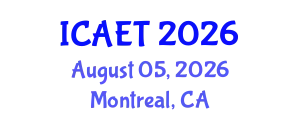 International Conference on Aviation Engineering and Technology (ICAET) August 05, 2026 - Montreal, Canada