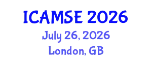 International Conference on Aerospace and Mechanical Systems Engineering (ICAMSE) July 26, 2026 - London, United Kingdom