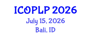 International Conference on Optoelectronics, Photonics and Laser Physics (ICOPLP) July 15, 2026 - Bali, Indonesia