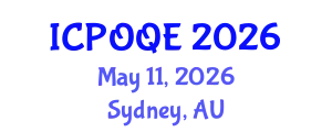 International Conference on Photonics, Optoelectronics and Quantum Electronics (ICPOQE) May 11, 2026 - Sydney, Australia