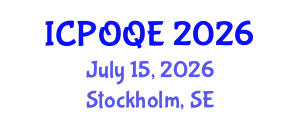 International Conference on Photonics, Optoelectronics and Quantum Electronics (ICPOQE) July 15, 2026 - Stockholm, Sweden