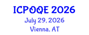 International Conference on Photonics, Optoelectronics and Quantum Electronics (ICPOQE) July 29, 2026 - Vienna, Austria