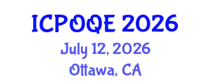International Conference on Photonics, Optoelectronics and Quantum Electronics (ICPOQE) July 12, 2026 - Ottawa, Canada