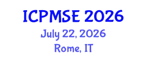 International Conference on Polymer Materials Science and Engineering (ICPMSE) July 22, 2026 - Rome, Italy