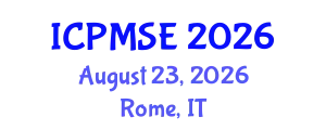 International Conference on Polymer Materials Science and Engineering (ICPMSE) August 23, 2026 - Rome, Italy