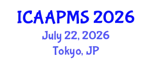 International Conference on Advances in Applied Physics and Materials Science (ICAAPMS) July 22, 2026 - Tokyo, Japan