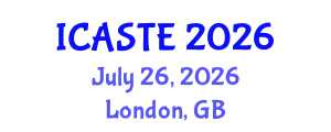 International Conference on Agricultural Science, Technology and Engineering (ICASTE) July 26, 2026 - London, United Kingdom